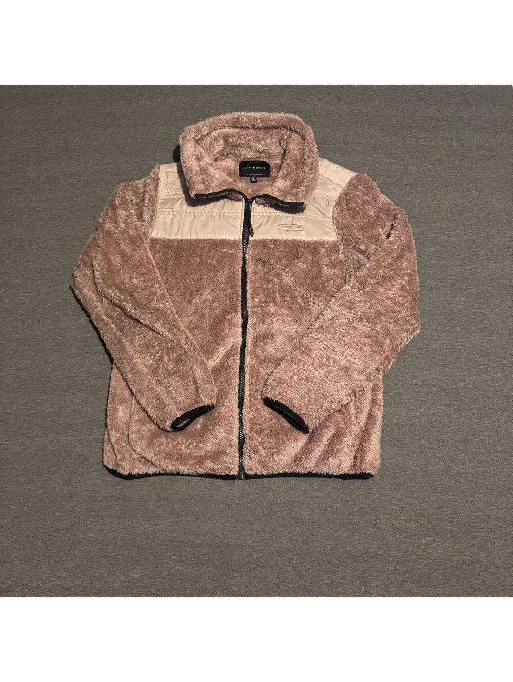 Women’s lucky brand dusty rose faux Sherpa fur jacket